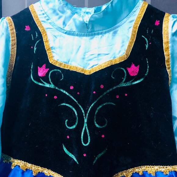 Frozen Anna Inspired Princess Dress Halloween Costume DressUp Sz 140 (≈ 9-10 yo) - Picture 3 of 5